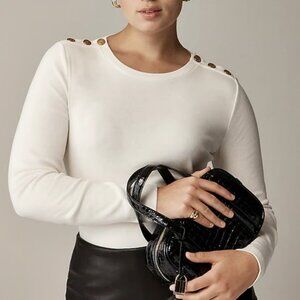 NWT: J. CREW Perfect Fit Crew Neck Long Sleeve, Ivory,